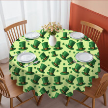 St. Patrick's Day Top Hats Round Tablecloth 60", Wrinkle-Resistant Wipeable Cover for Kitchen, Dining, Picnic & Patio