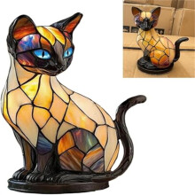 Lámpara de mesa 3D con forma de gato, de resina, de 6 pulgadas, luz nocturna.