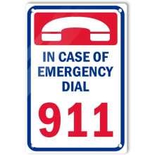 8x12" Aluminum "Dial 911 in Emergency" Sign – UV-Protected, Waterproof, Indoor/Outdoor Use