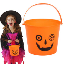 Halloween-godishinkar i plast – Bärbara bus- eller godiskorgar i orange, lila, grönt, svart, blått, rosa – Kompatibel med Halloweenfest
