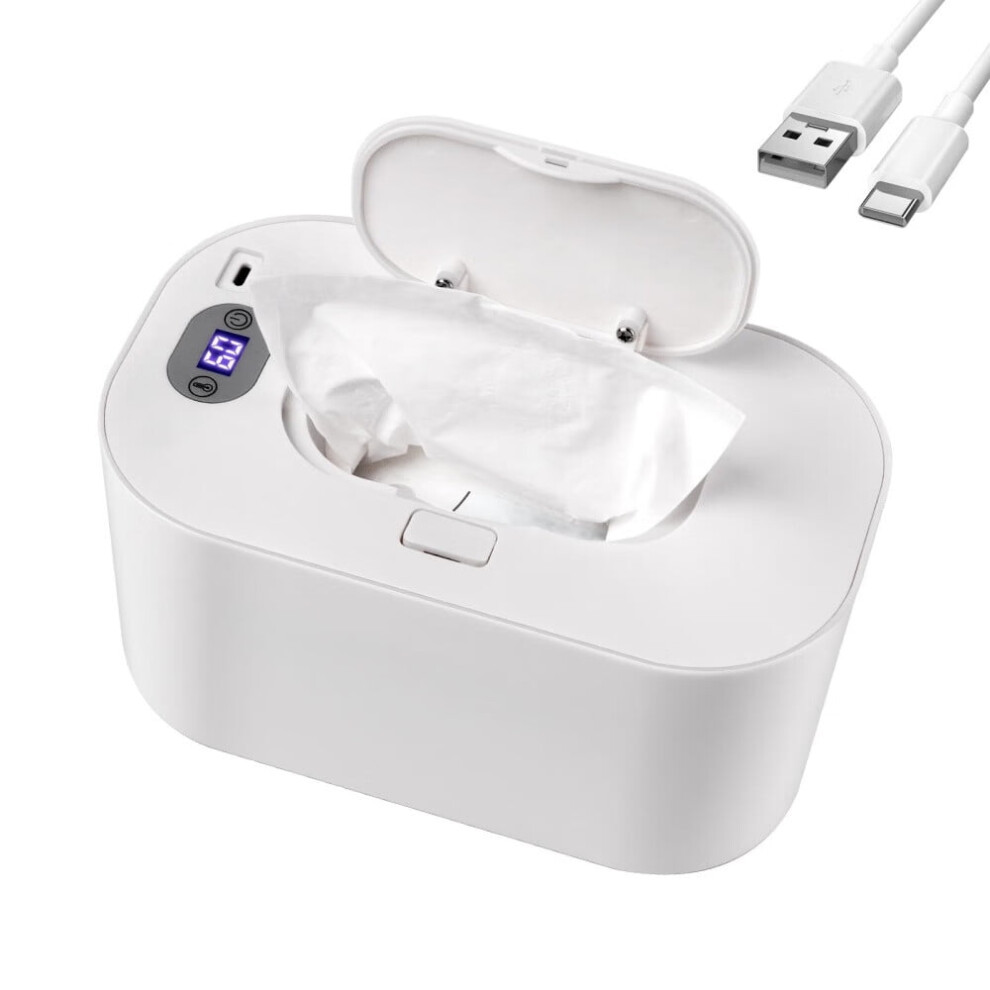 Baby Wipe Warmer & Dispenser, 5-Temp Modes, Portable, Compatible With All Wipes, White