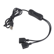 USB-strømsplitterkabel med av/på-bryter, dobbel hunnport, 5V2A, hurtiglading, tilkobling for flere enheter