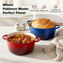 6-Qt Non-Stick Enameled Cast Iron Dutch Oven with Lid
