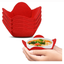 Heat-Resistant Plate & Bowl Holder Set, Microwave-Safe Potholders, Insulated Cozy Soup Bowl Pads, Red, 18cm