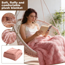 Queen-Size-Flanell-Fleecedecke mit Streifenmuster und Jacquardmuster, 102 x 117 cm