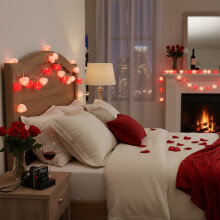 Cordão de luzes em formato de coração, vermelho e rosa, 3 metros (10 pés), LED, para uso interno e externo.