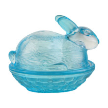 Tarro de cristal azul con forma de conejito de Pascua con tapa (1 unidad)