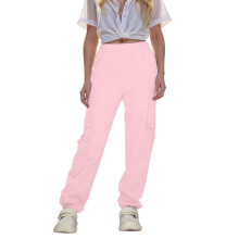 Girls Cargo Jogger Pants, Elastic Waist, Multi-Pockets, Casual Playwear for Kids – Compatible with School Uniforms, Pink, Size 9-10