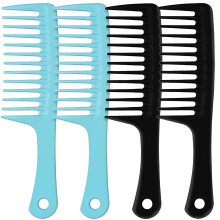 4PCS Wide Tooth Detangling Comb, Large Hair Styling Comb for Curly, Wet, Long Hair (blue/black, Polypropylene, Handgrip)