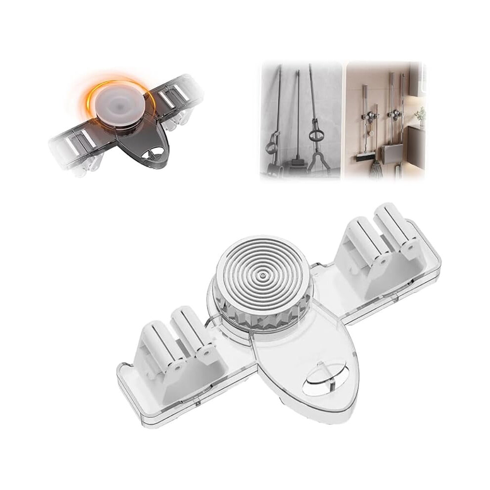 No-Drill Broom & Mop Holder With Adjustable Suction Cup Â Wall Mount Organizer For Bathroom, Kitchen, Laundry (White, 1Pc) 9418476616846