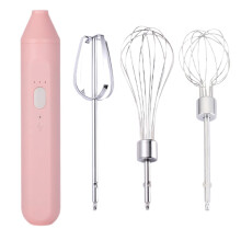 USB Rechargeable Mini Hand Mixer, 3 Stainless Steel Whisks, Cordless Egg Beater for Baking, Dough, Yeast – Lightweight