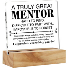 Bedankbordje voor je mentor – Acryl bordje met houten standaard, attentie voor je baas/coach (geschikt voor thuiskantoor)