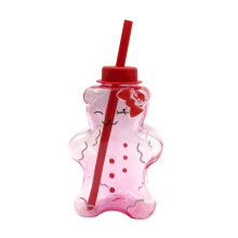Pahar de plastic în formă de urs cu capac și pai, 13 oz