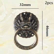 Poignées de porte en bronze antique en forme de tête de dragon, style vintage, 2 pièces