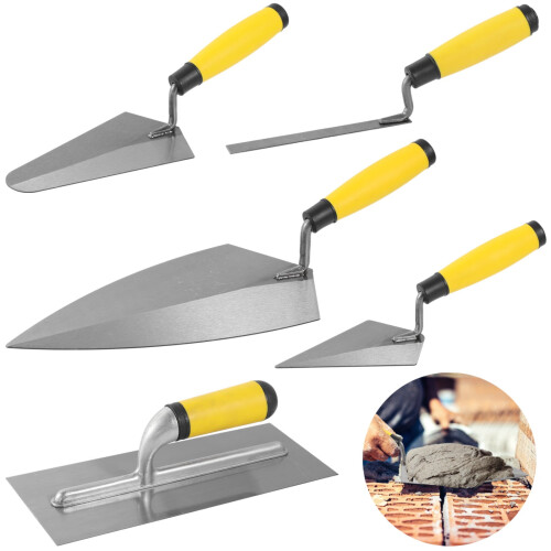 Masonry hand tool set iron ergonomic handle 5 pieces