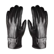 Herren-Winterhandschuhe aus PU-Leder mit Fellfutter
