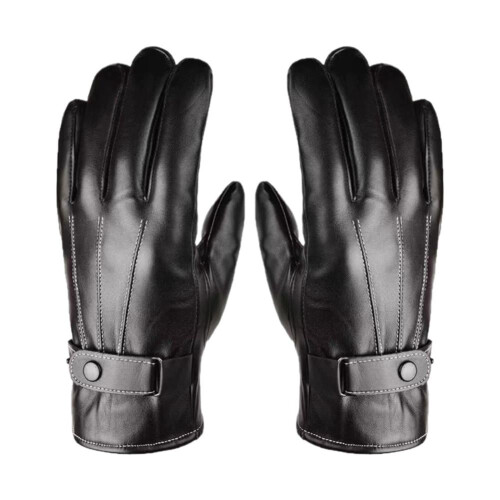 Herren-Winterhandschuhe aus PU-Leder mit Fellfutter