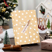 Carta da regalo natalizia Kraft bianca con motivo festivo formato jumbo