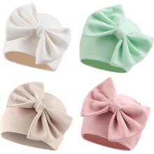 Newborn Baby Girl Hat Cotton Baby Bow Beanie Preemie Hats Spring Infant Hats for Girls 0-12 Months