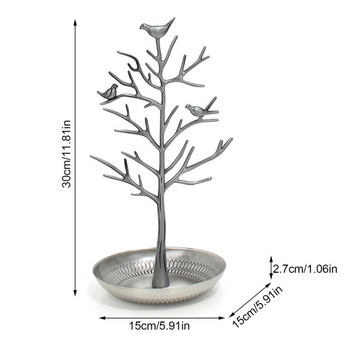 Easter Egg Tree Stand with Tray, Metal Bird Design, 12" Hanging Ornament Rack – Compatible with Easter Eggs 2