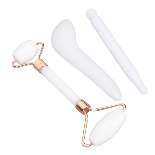 Ensemble Gua Sha Jadestone 3 pièces outil en forme de L blanc 2