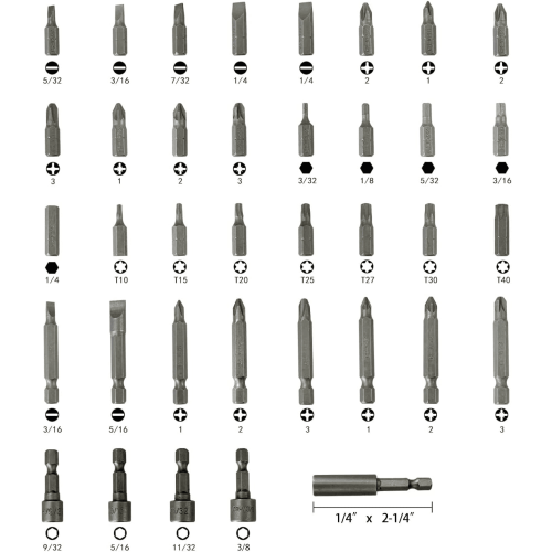37 Piece Impact Screwdriver Bit Set Nut Driver Torx Phillips Tool Magnetic Drill 1