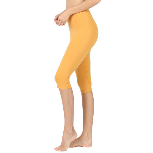 Plus Size Essential Basic Cotton Spandex Stretch Below Knee 15" Length Leggings 2