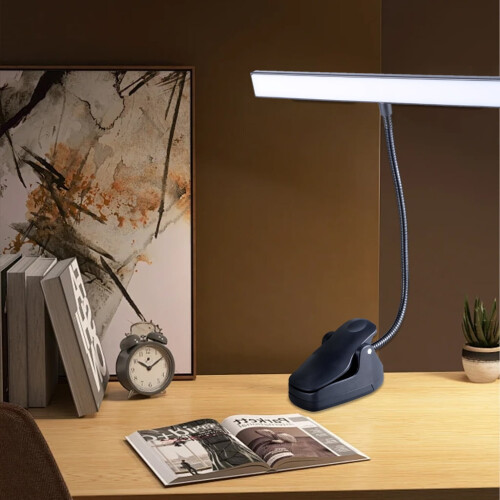 Lampe à pince LED rechargeable par USB, 3 niveaux de luminosité 1