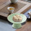 Ceramic Dessert Stand Footed Fruit Plate for Cupcakes Donuts Kitchen Counter Light Green 7