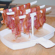 3-Bracket Microwave Bacon Rack - Heat Resistant & Reusable