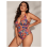 Maiô feminino plus size de uma peça com estampa e 3
