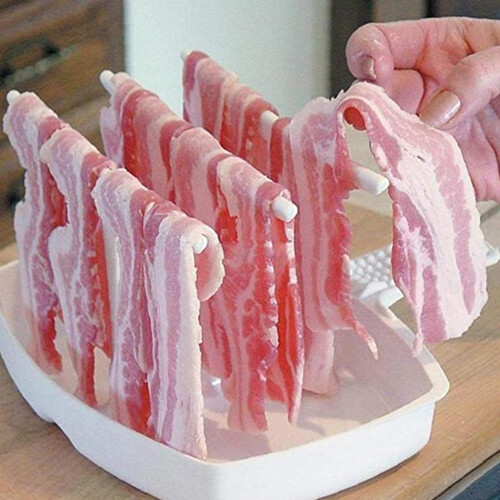 3-Bracket Microwave Bacon Rack - Heat Resistant & Reusable 1