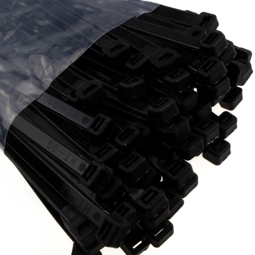 Entie Cable Ties 7.6Mm X 370Mm Nylon 66 Ul Approved [100 Pack] Black