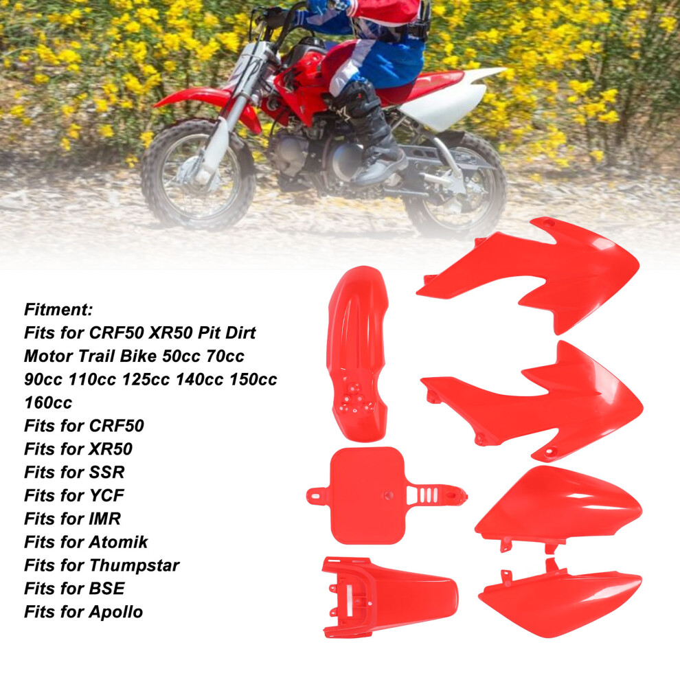 7Pc Fairing Kit For Crf50 Xr50 Upgrades Red 7340572339331