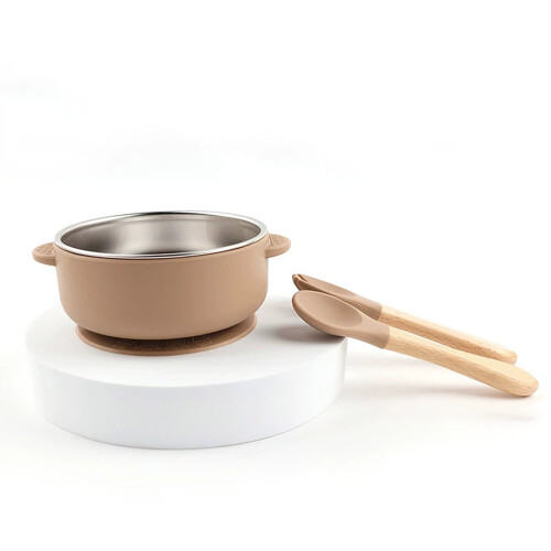 Silikon-Babyschüssel-Set mit Edelstahleinsatz, 3-teilig 1