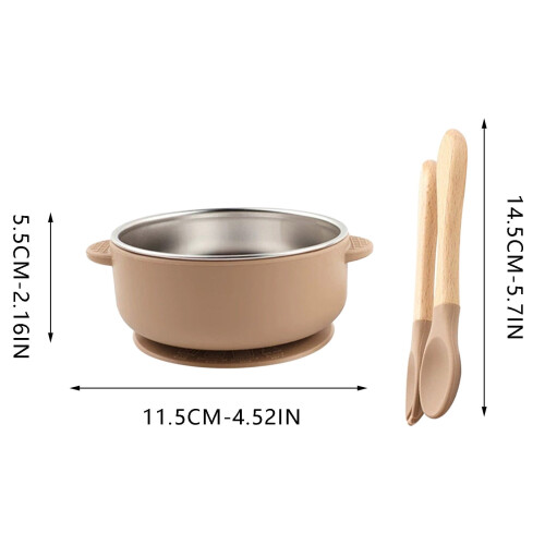 Silikon-Babyschüssel-Set mit Edelstahleinsatz, 3-teilig 2