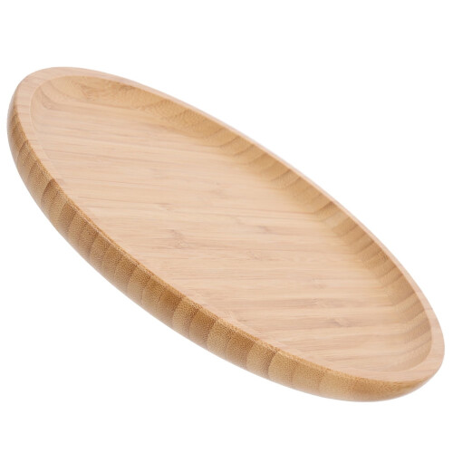 Bandeja redonda de bambu para armazenamento, marrom claro, multiuso, para servir e guardar coisas. 12,7 cm (5 polegadas) 2
