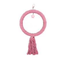 (Pink, L) Cotton Rope Swing Perch for Cockatiel Budgie Lovebird