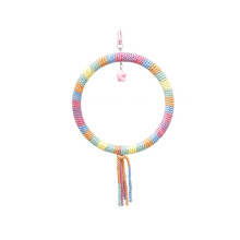 (Rainbow, L) Cotton Rope Swing Perch for Cockatiel Budgie Lovebird