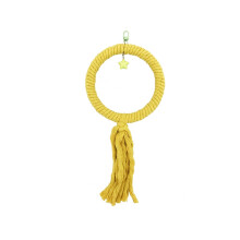 (Pure Yellow, S) Cotton Rope Swing Perch for Cockatiel Budgie Lovebird