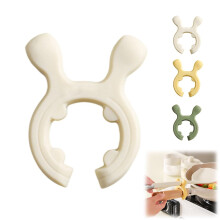 Silicone Pot Handle Spatula Rack, Non-Slip Spoon Holder & Steam Releaser, Anti-Scalding Utensil Clip – White