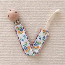Embroidered Baby Embroidered Pacifier Chain Baby Teether Small Toys Anti-falling Chain Beech Wood Pacifier Clip Lanyard