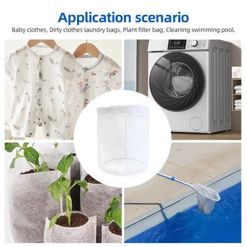 Multifunctional Mesh Laundry Bag with Zipper 20 Gallon White 220μm 1