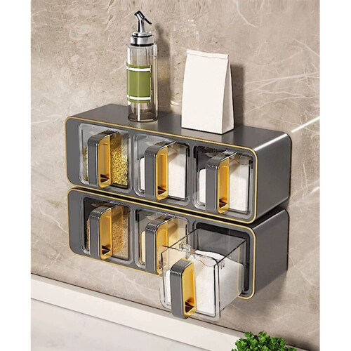 Wall Mounted 3-Grids ABS Kitchen Seasoning Box 320x100x100mm 2