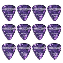 12-Pack 0.71mm Celluloid Guitar Picks, Medium Gauge, Warm Tone, Compatible with Acoustic, Electric & Bass Guitars