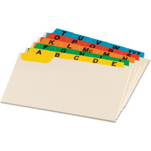 Oxford Index Card Guides with Laminated Tabs, Alphabetical, A-Z, Assorted Colors, 3" x 5" Size, 25 Guides per Set (3514)
