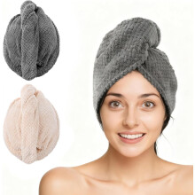 2-Pack Super Absorbent Hair Towel Wrap for Women, Quick-Dry Turban with Button, Anti-Frizz, Compatible with All Hair Types