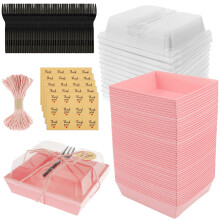 50PCS Paper Small Charcuterie Box, Great Sealing Mini Charcuterie Box with PET Transparent Lid Effective Protection for Party
