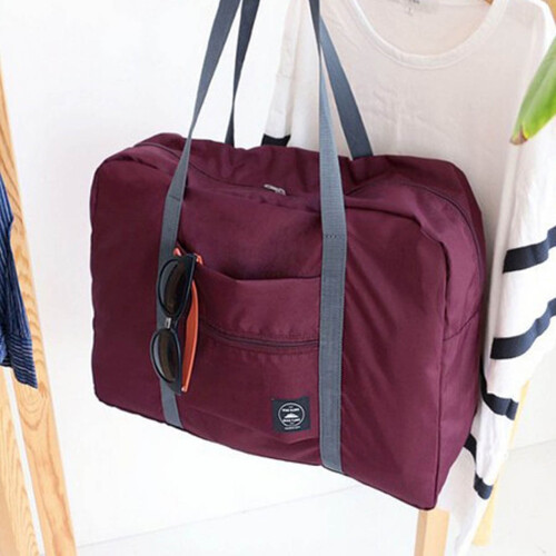 ANMUYUM Πτυσσόμενη τσάντα Duffel για γυναίκες – Κρασί, 19x13x6 ίντσες, Χειραποσκευή & 2