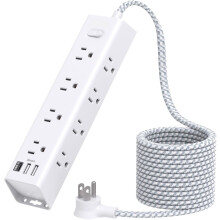 Prepäťová ochrana, biely napájací kábel, 12 zásuviek, 25 stôp